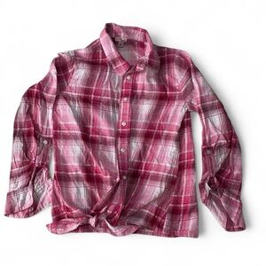 Victory Heart Kids Pink Plaid Button-Down Shirt Size 12